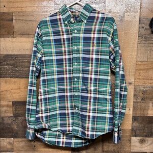 Ralph Lauren Green Plaid Long Sleeve Button‎ Down Shirt Men's Size Medium